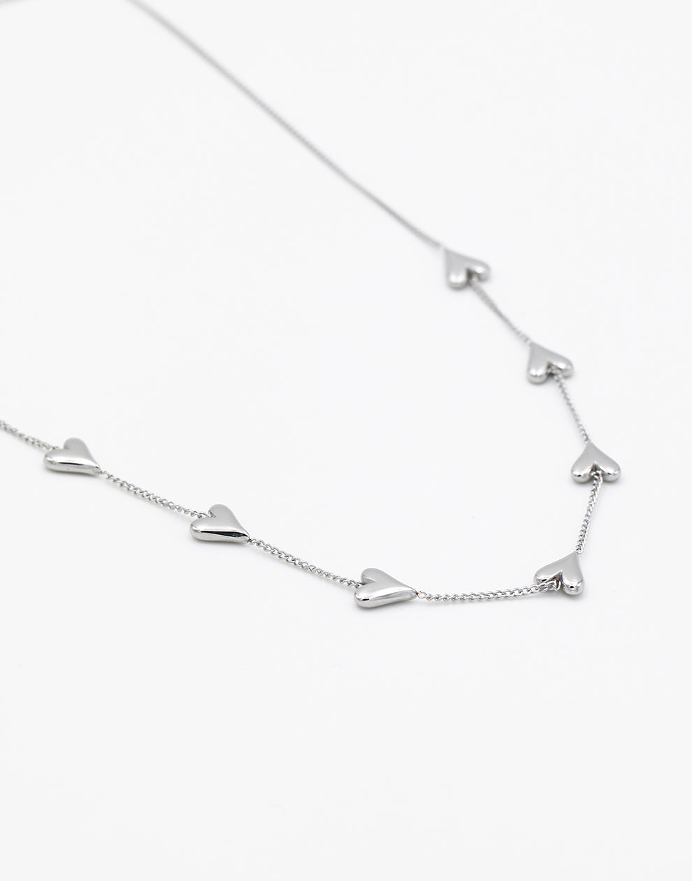 Halskette mit kleinen Vintage-Herzen, silberfarben