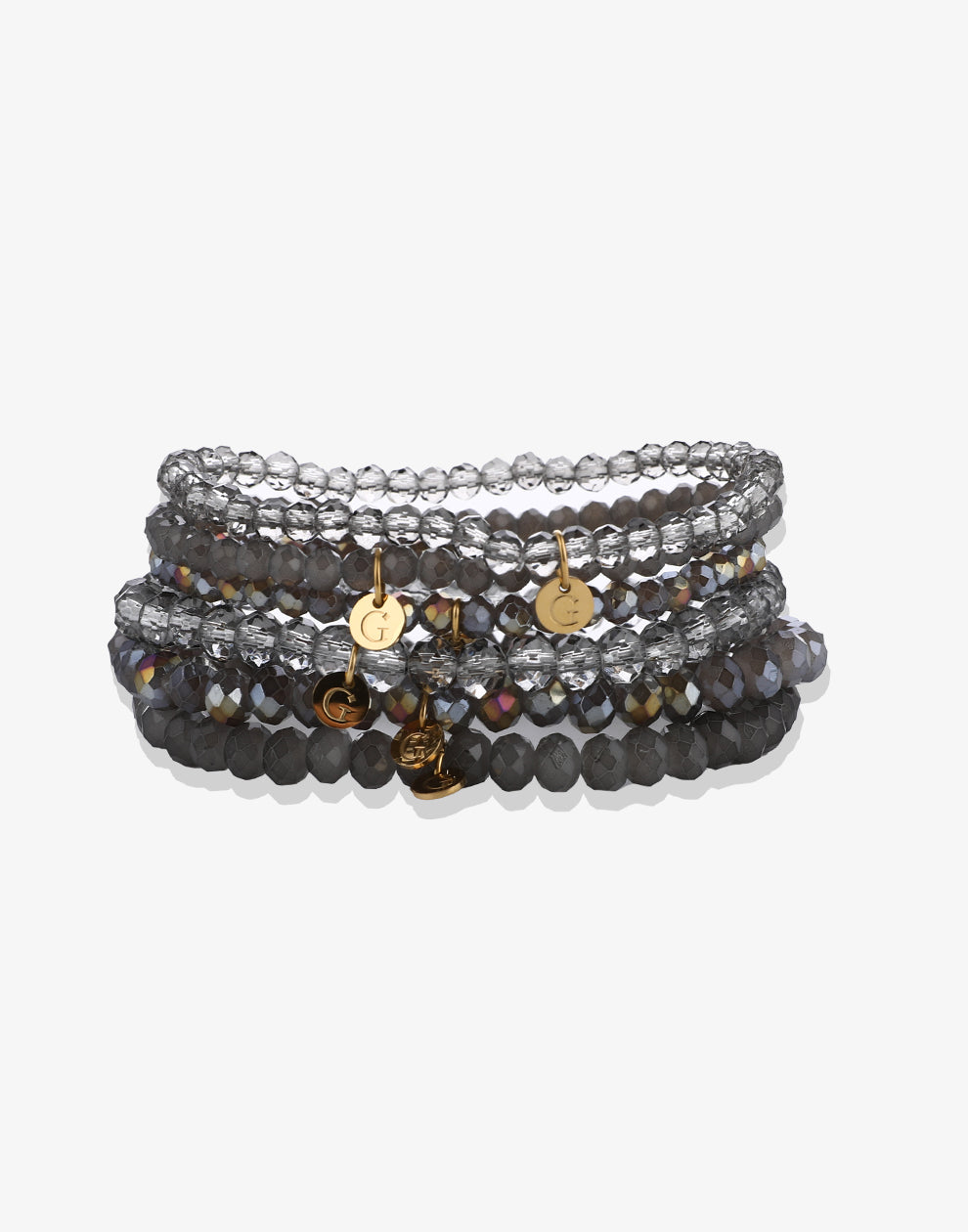 Armbandenset kralen grijs