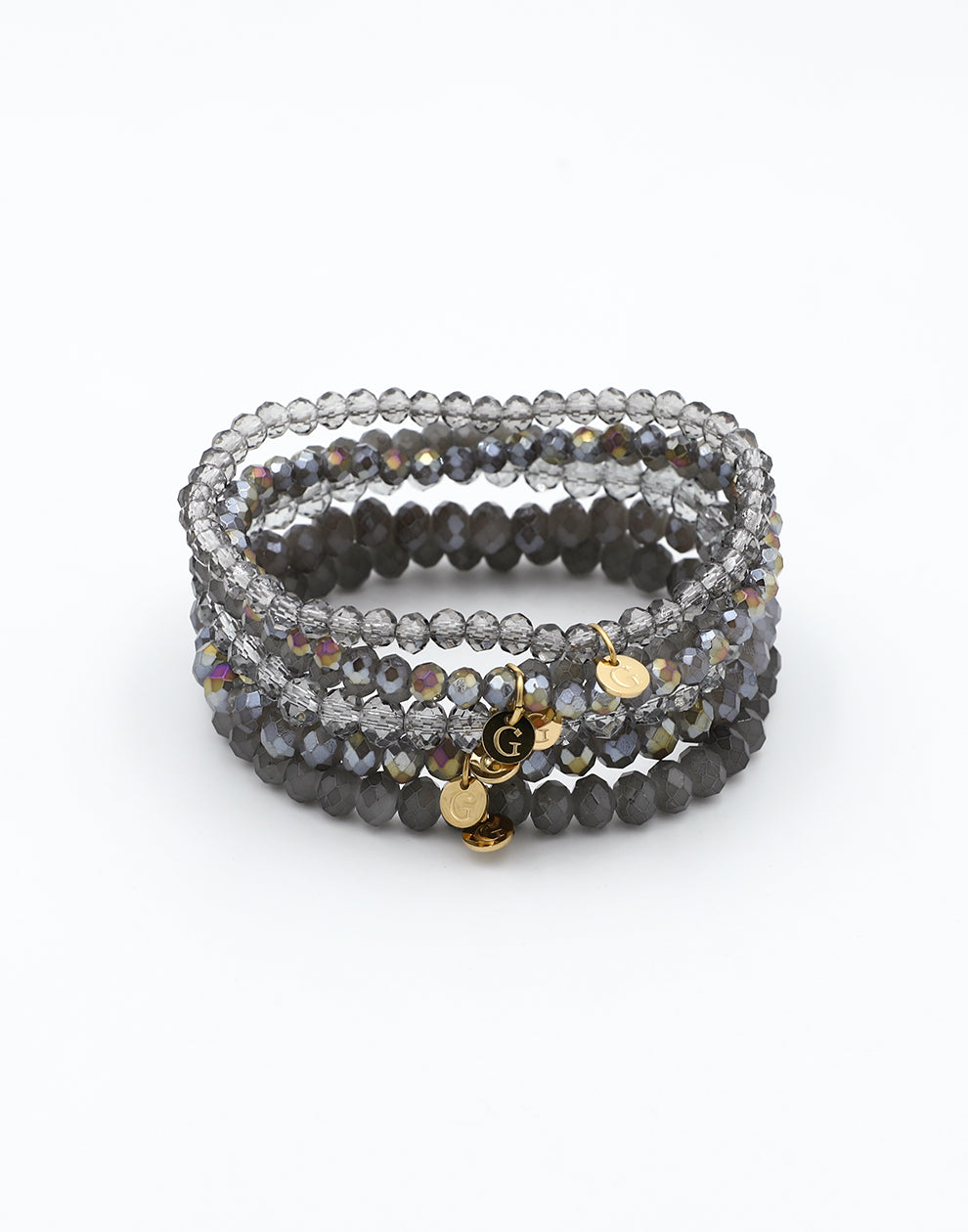 Armbandenset kralen grijs