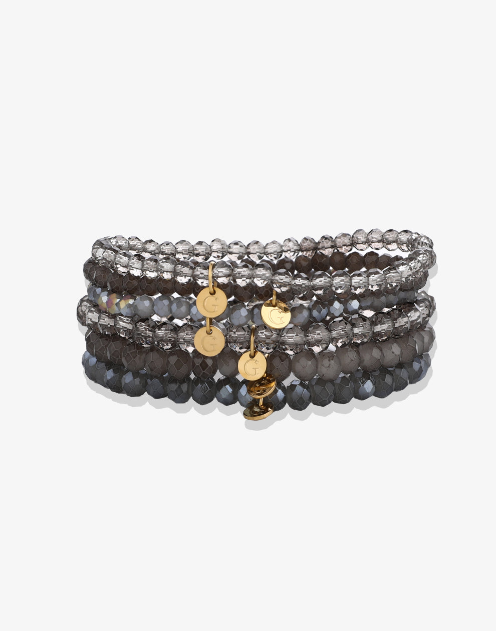 Armbandenset kralen donkergrijs