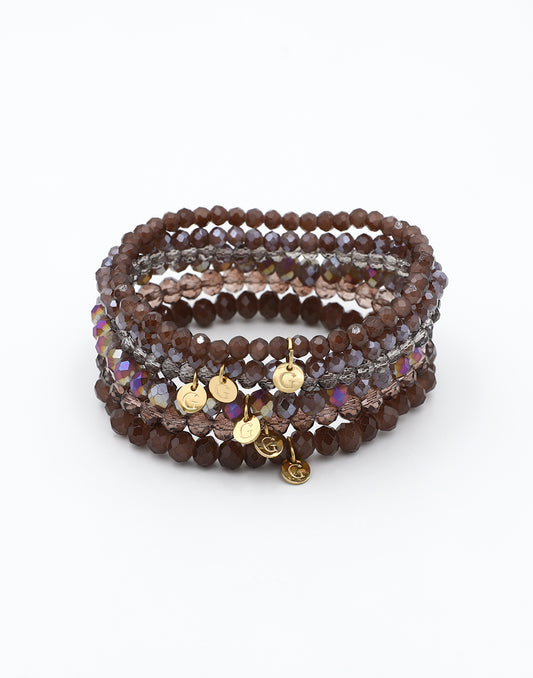 Armbandenset kralen donkerbruin