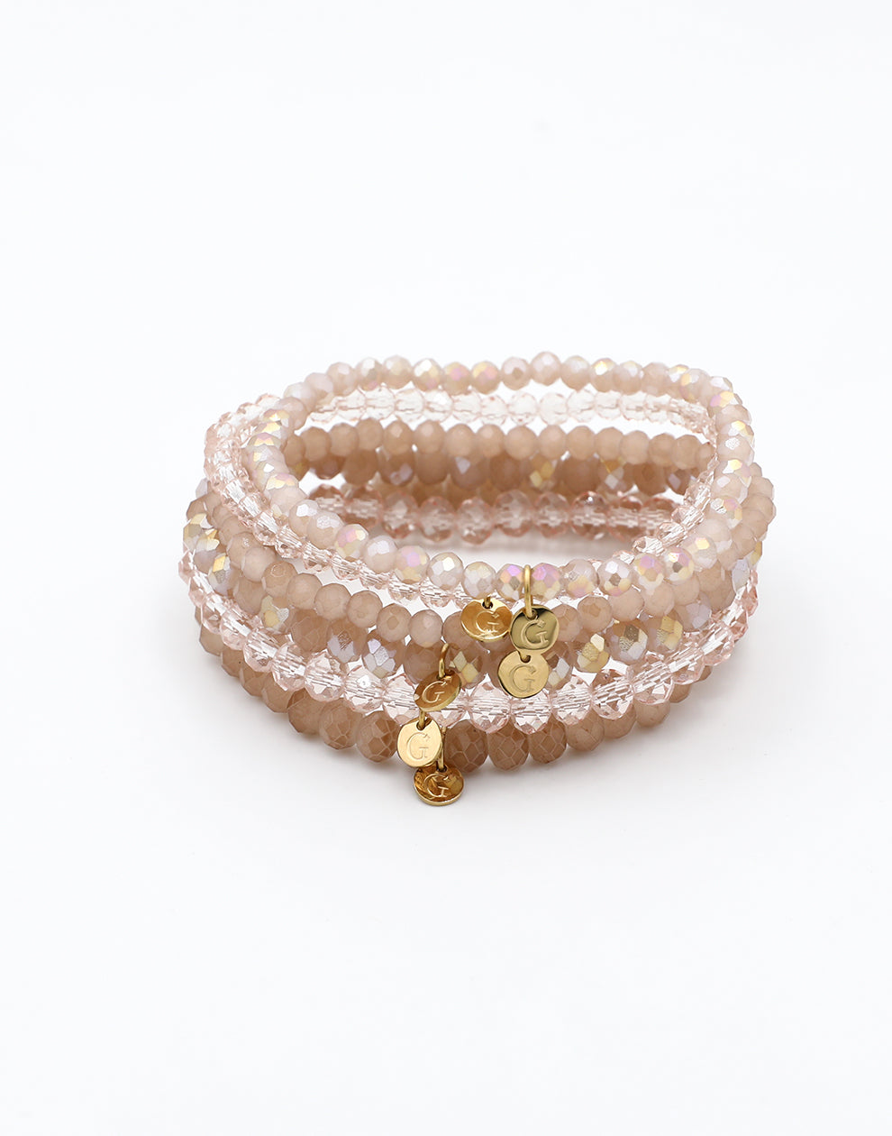 Armbandenset kralen beige