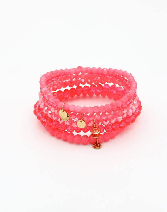Armbandenset kralen fuchsia