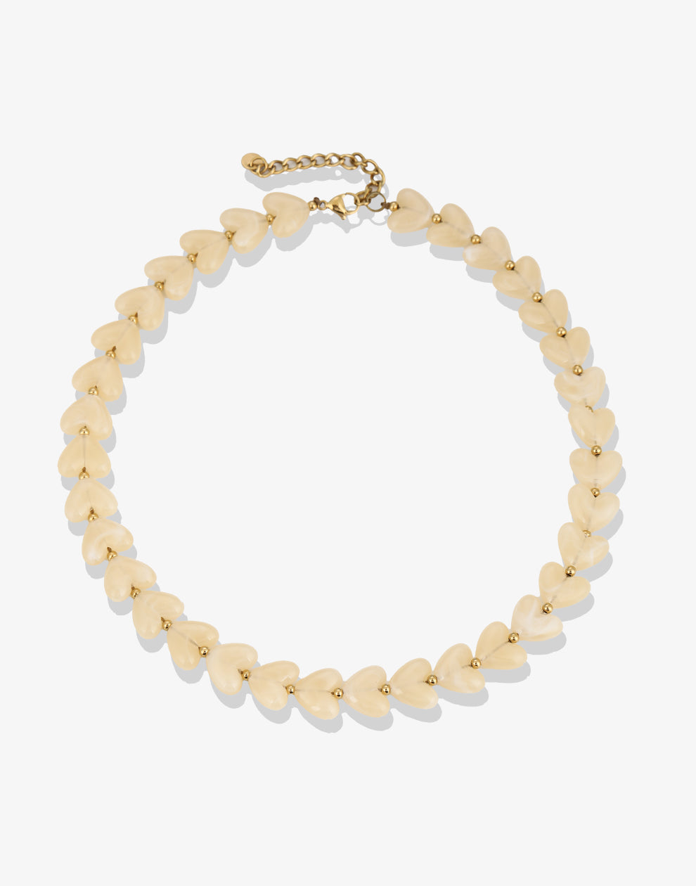 Hartjes kralenketting beige