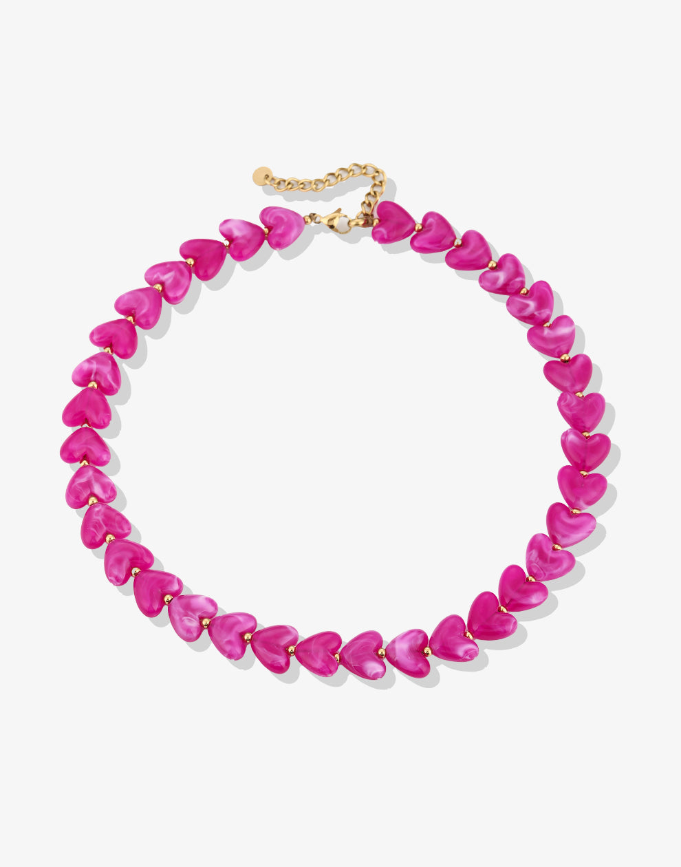 Hartjes kralenketting fuchsia