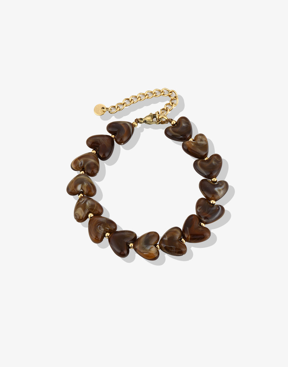 Hartjes kralenarmband bruin