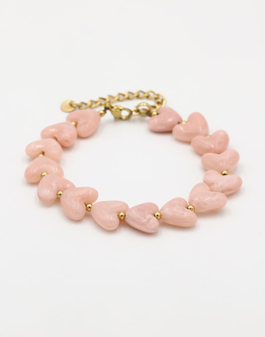Hartjes kralenarmband roze