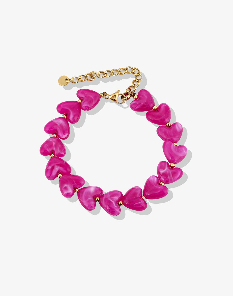 Hartjes kralenarmband fuchsia