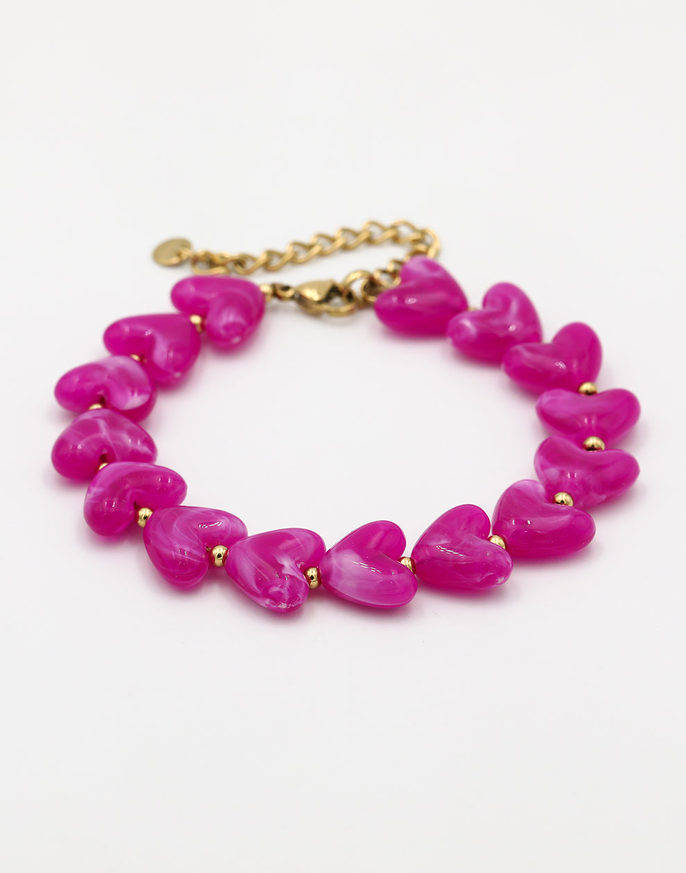 Hartjes kralenarmband fuchsia