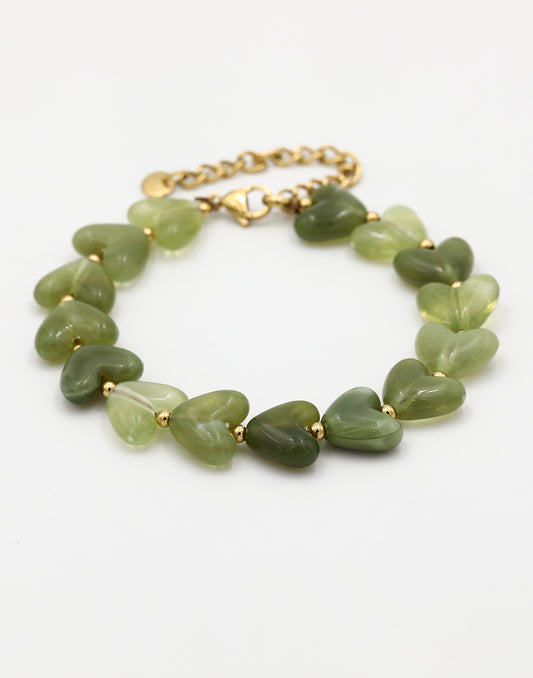 Hartjes kralenarmband groen