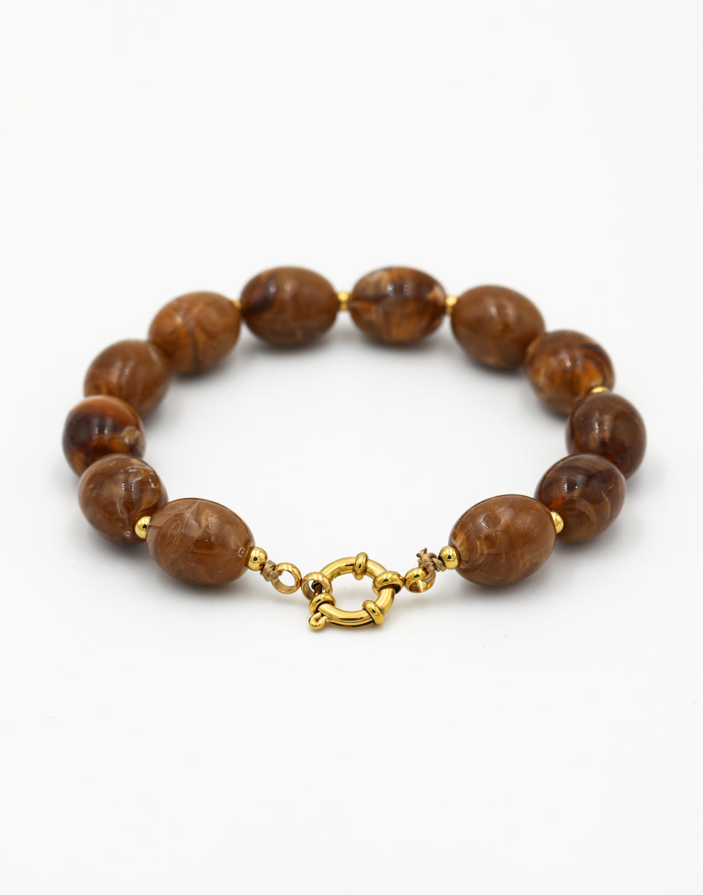 Kralenarmband ovaal bruin