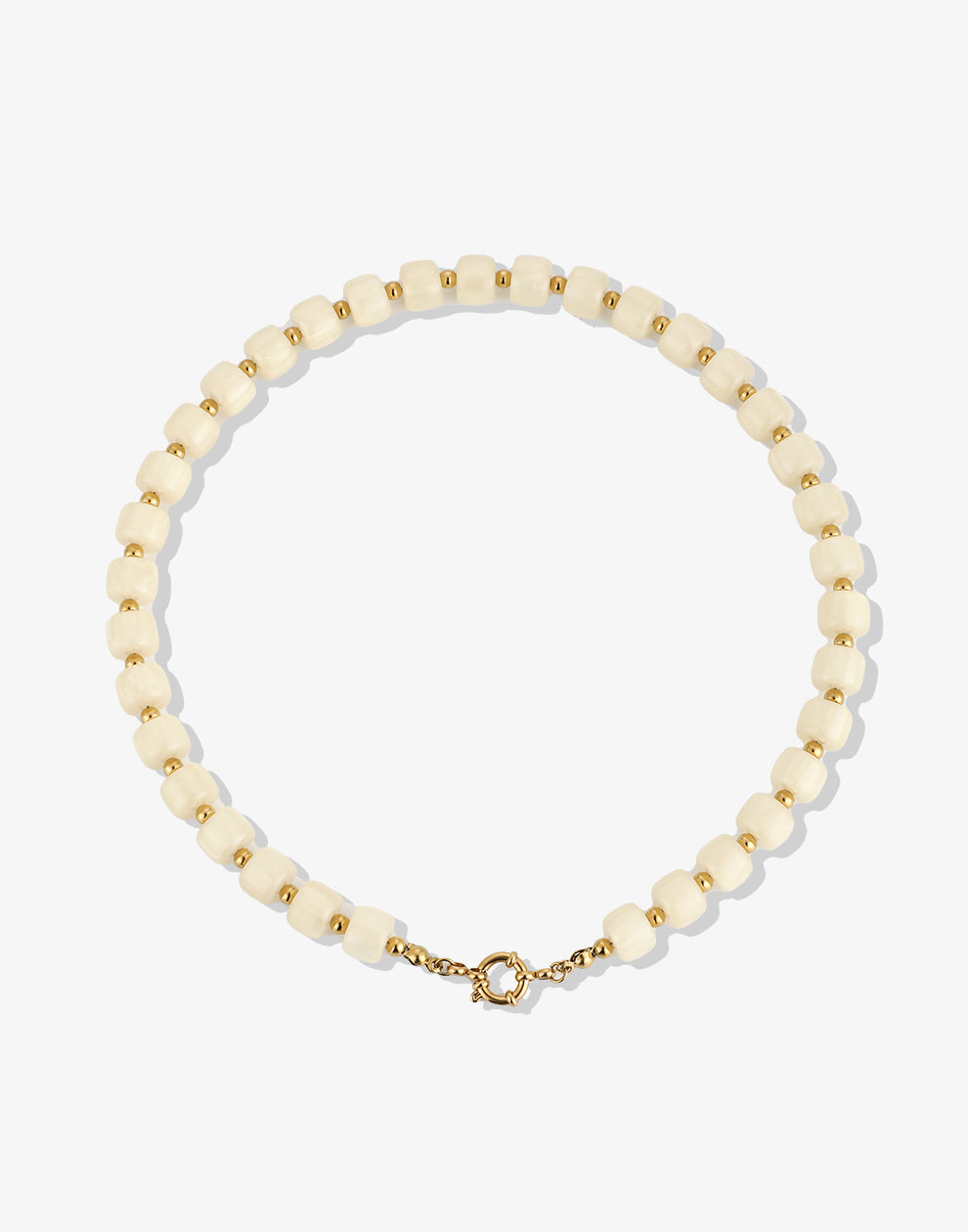 Halskette mit quadratischen Perlen, beige