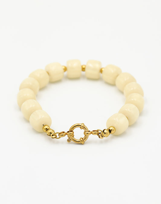 Kralenarmband vierkant beige