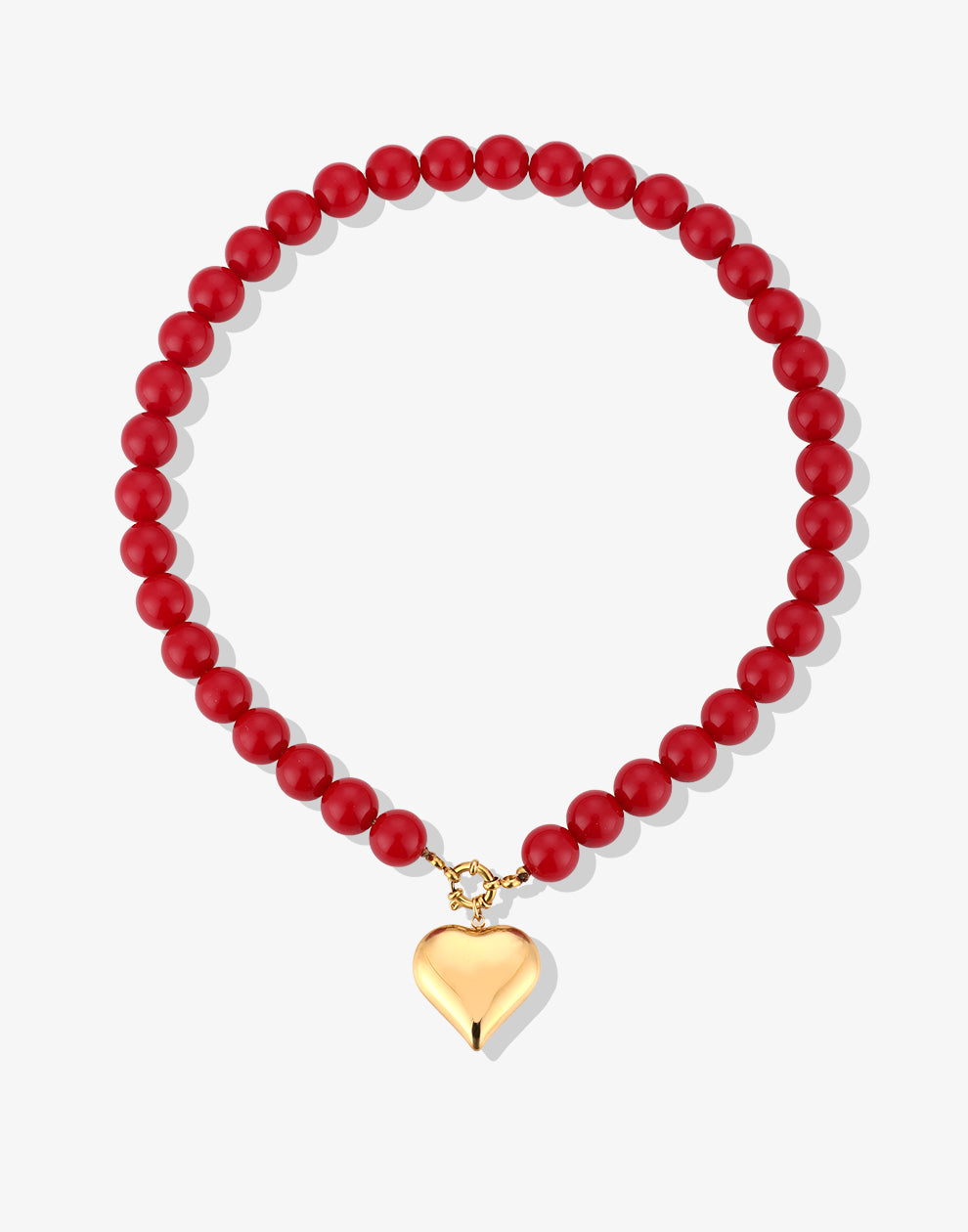Kralenketting met hart rood