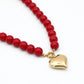 Kralenketting met hart rood