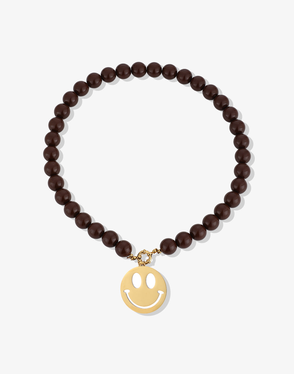 Kralenketting met smiley bruin
