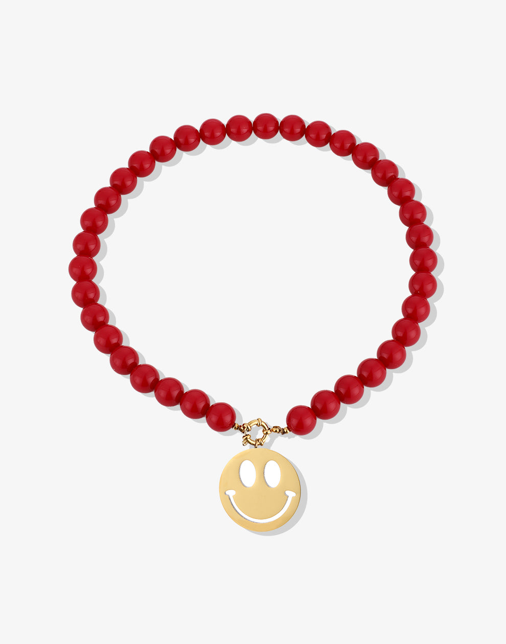 Kralenketting met smiley rood