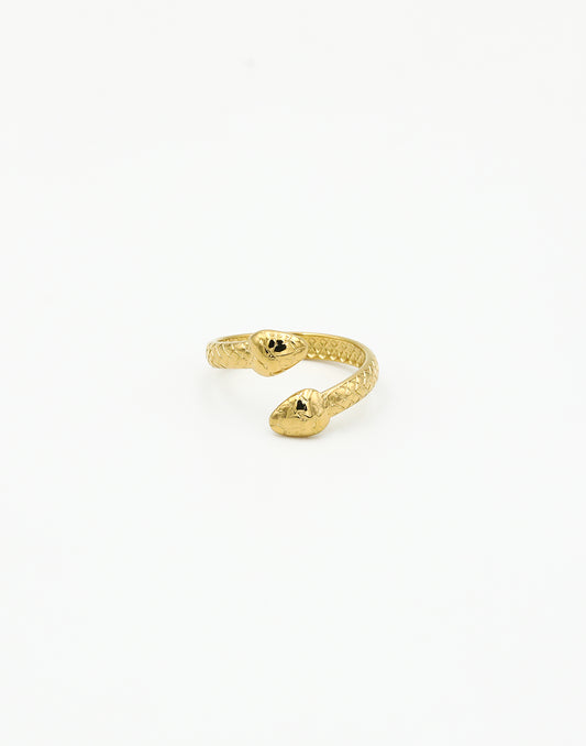Ring slang met print goudkleurig