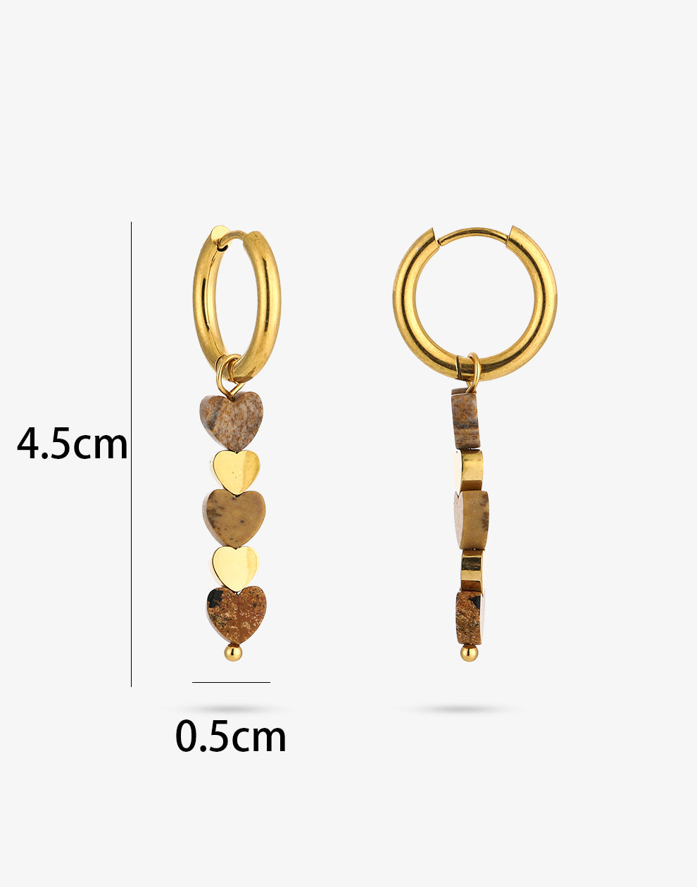 Oorringen verschillende hartjes beige