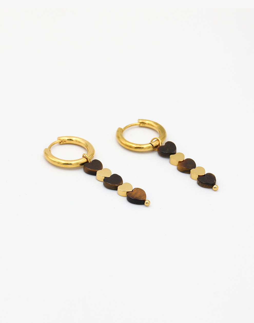 Oorringen verschillende hartjes bruin