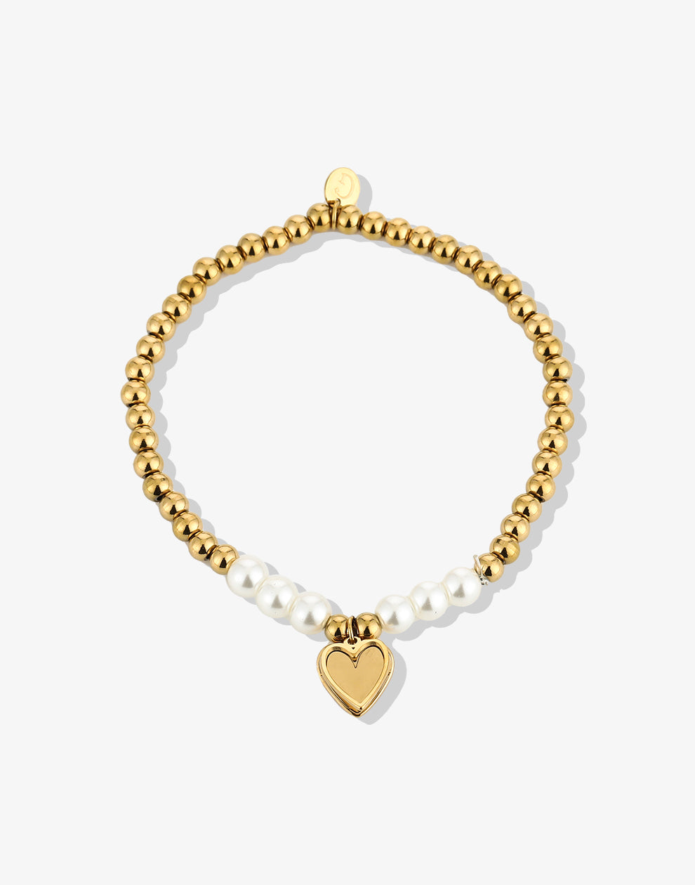 Kralenarmband met parels en hartjes hanger