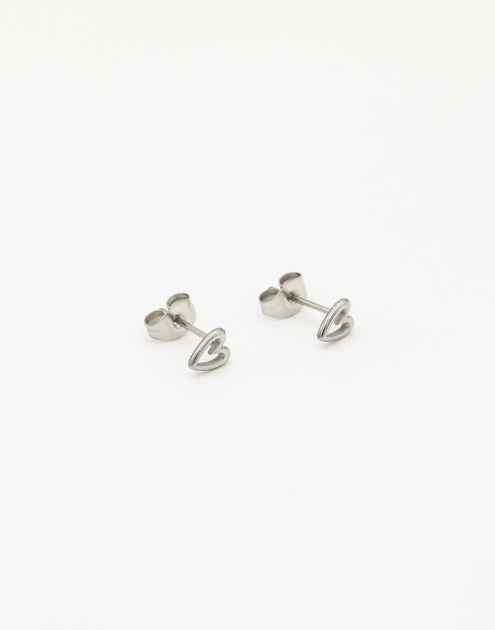 Studs open hart zilverkleurig