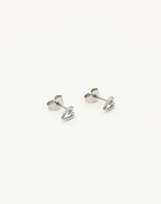 Studs open hart zilverkleurig