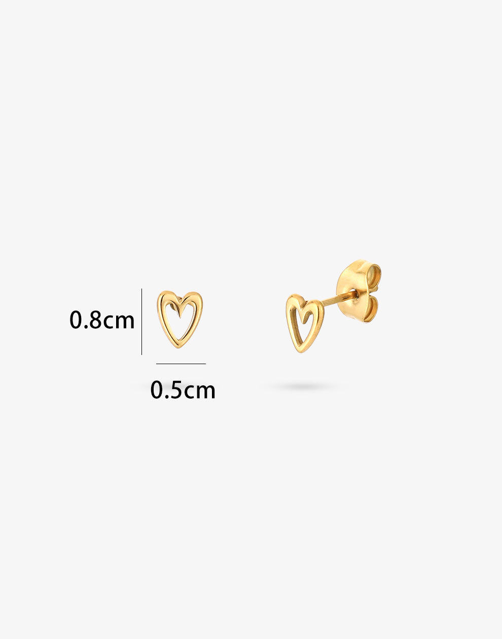Studs open hart goudkleurig