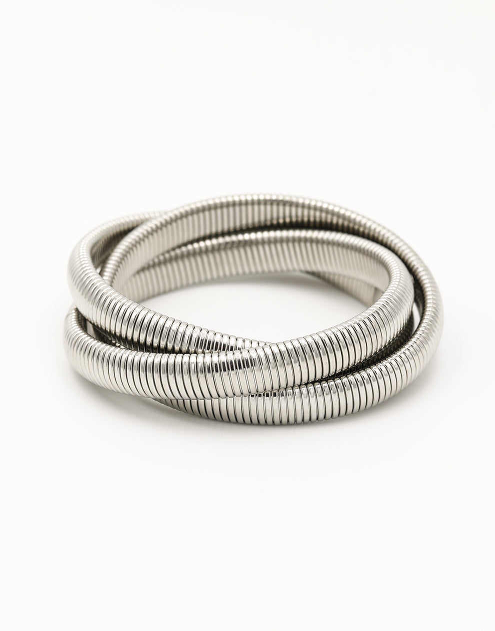 Stretch armband triple zilverkleurig