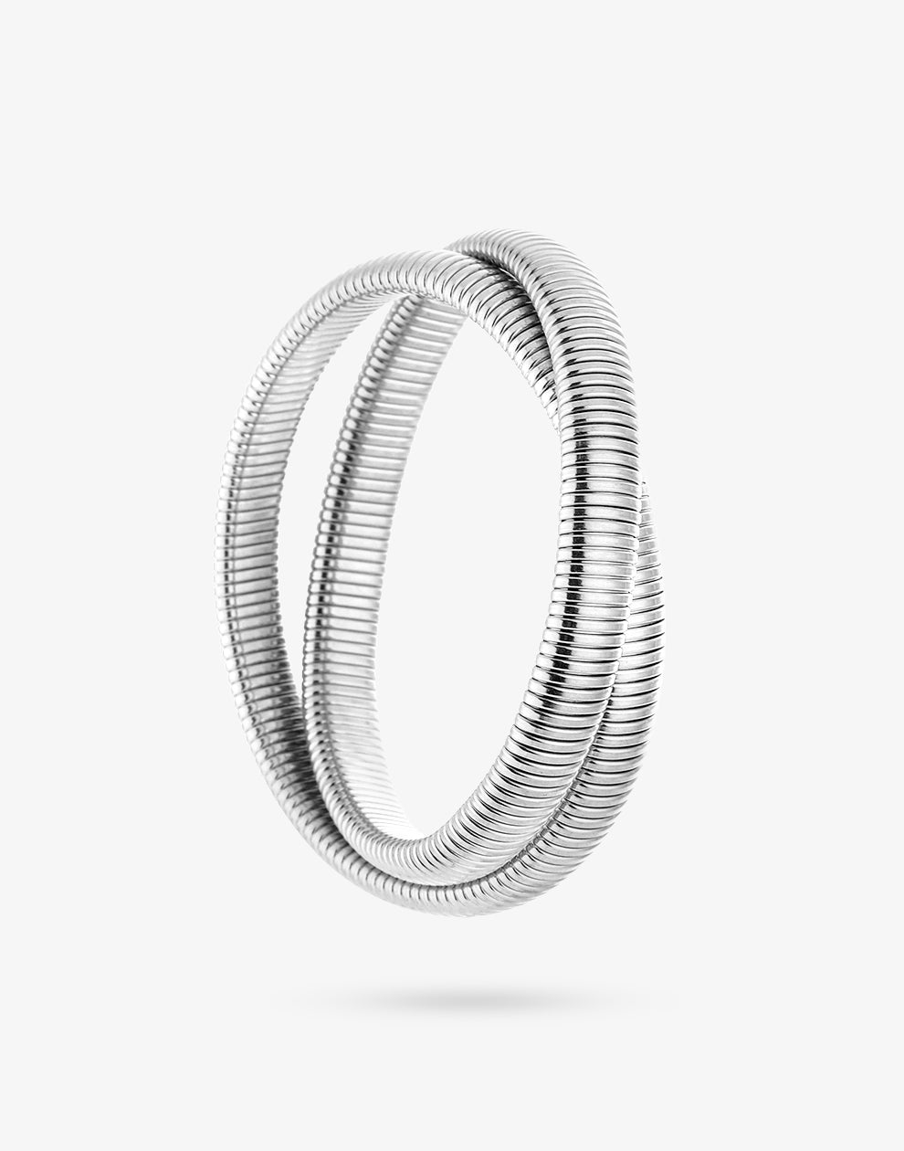 Stretch armband dubbel zilverkleurig