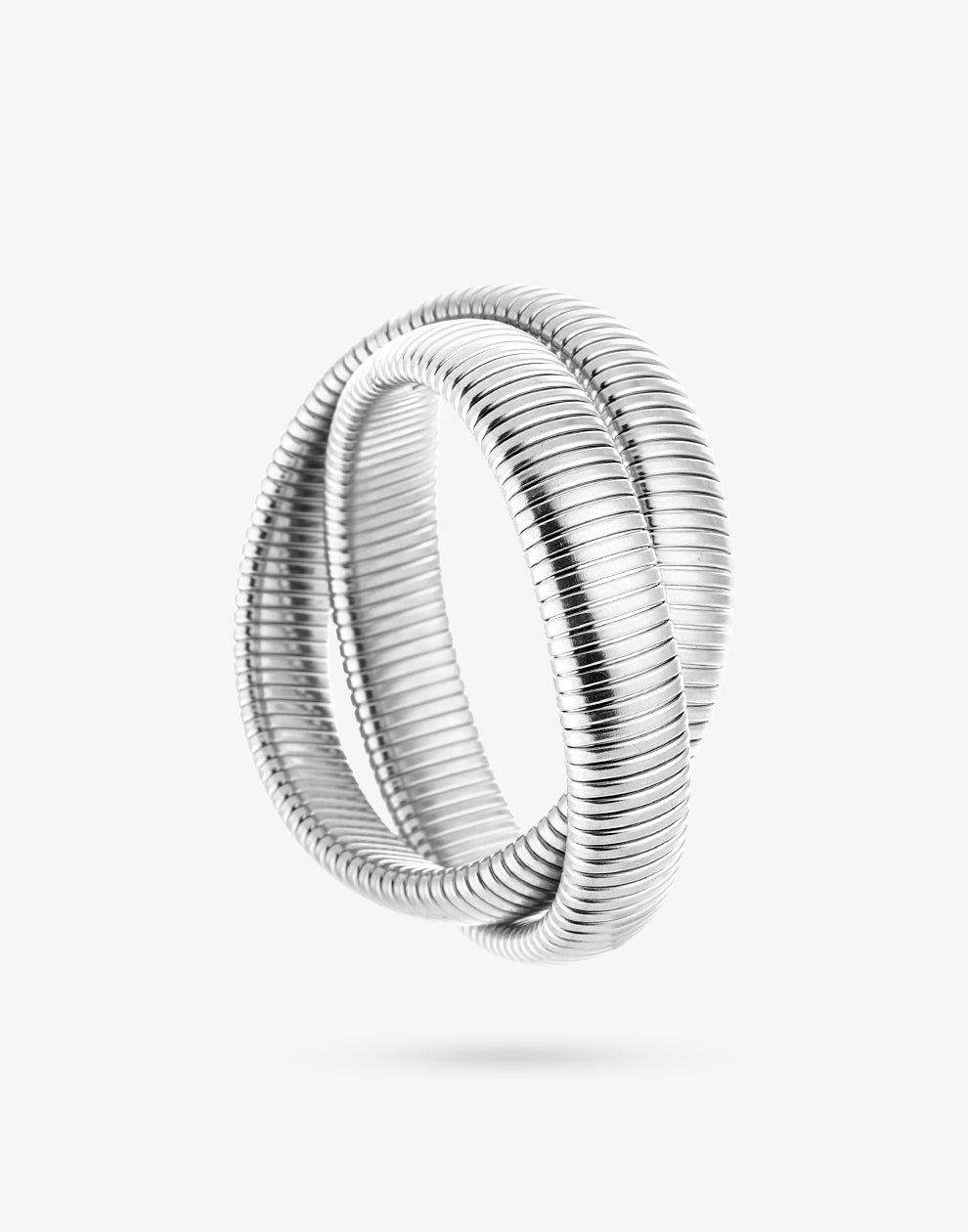 Stretch armband dubbel breed zilverkleurig