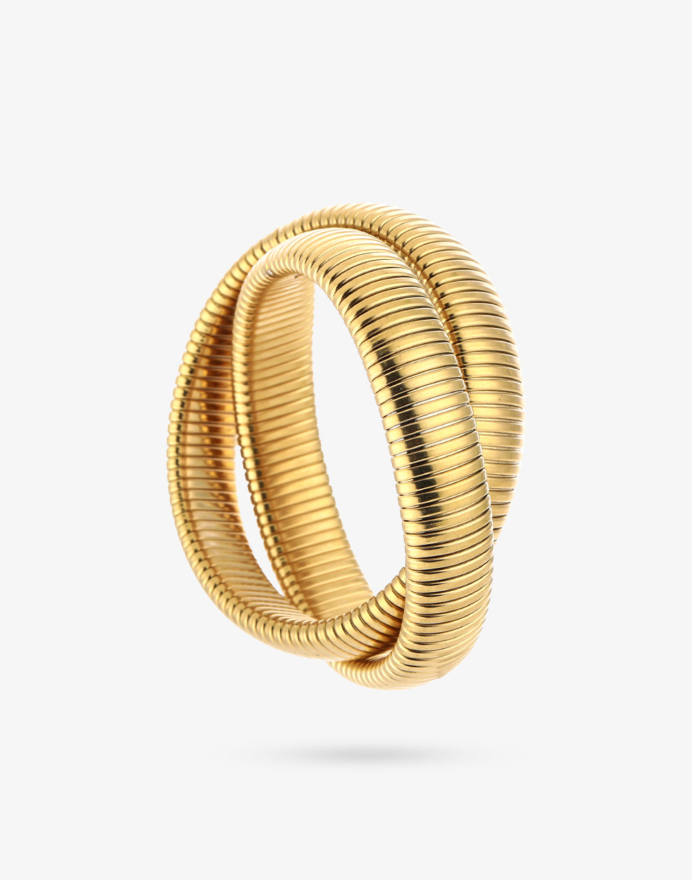 Stretch armband dubbel breed goudkleurig