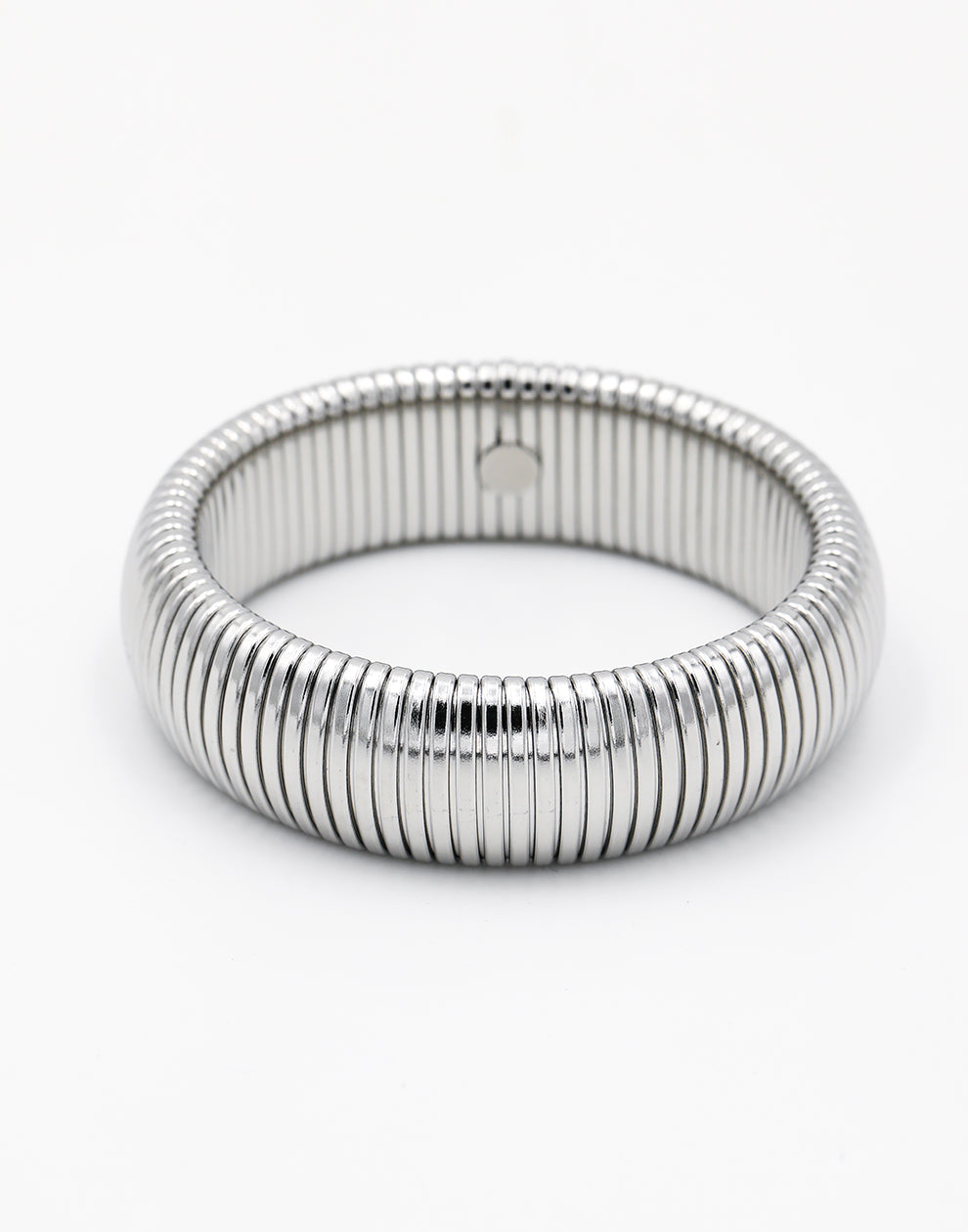 Brede bangle met geribbeld patroon zilverkleurig