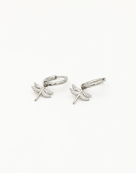 Oorringen met libelle zilverkleurig