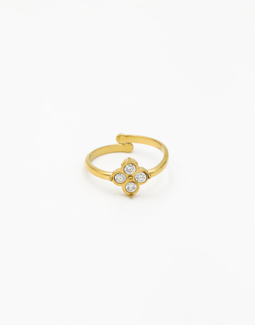 Ring klaver met steentjes