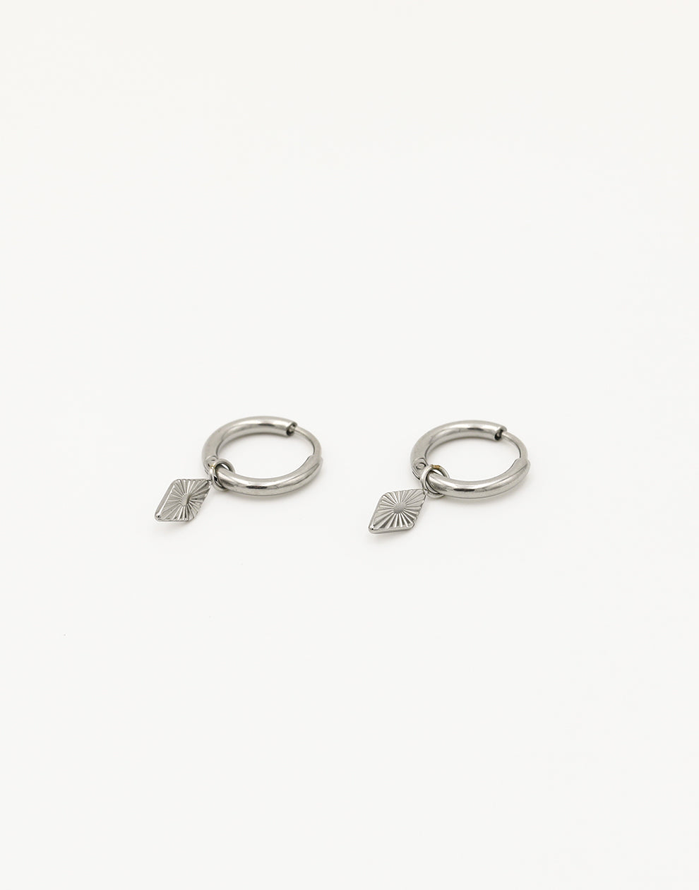 Creolen met bedrukte ruit zilverkleurig