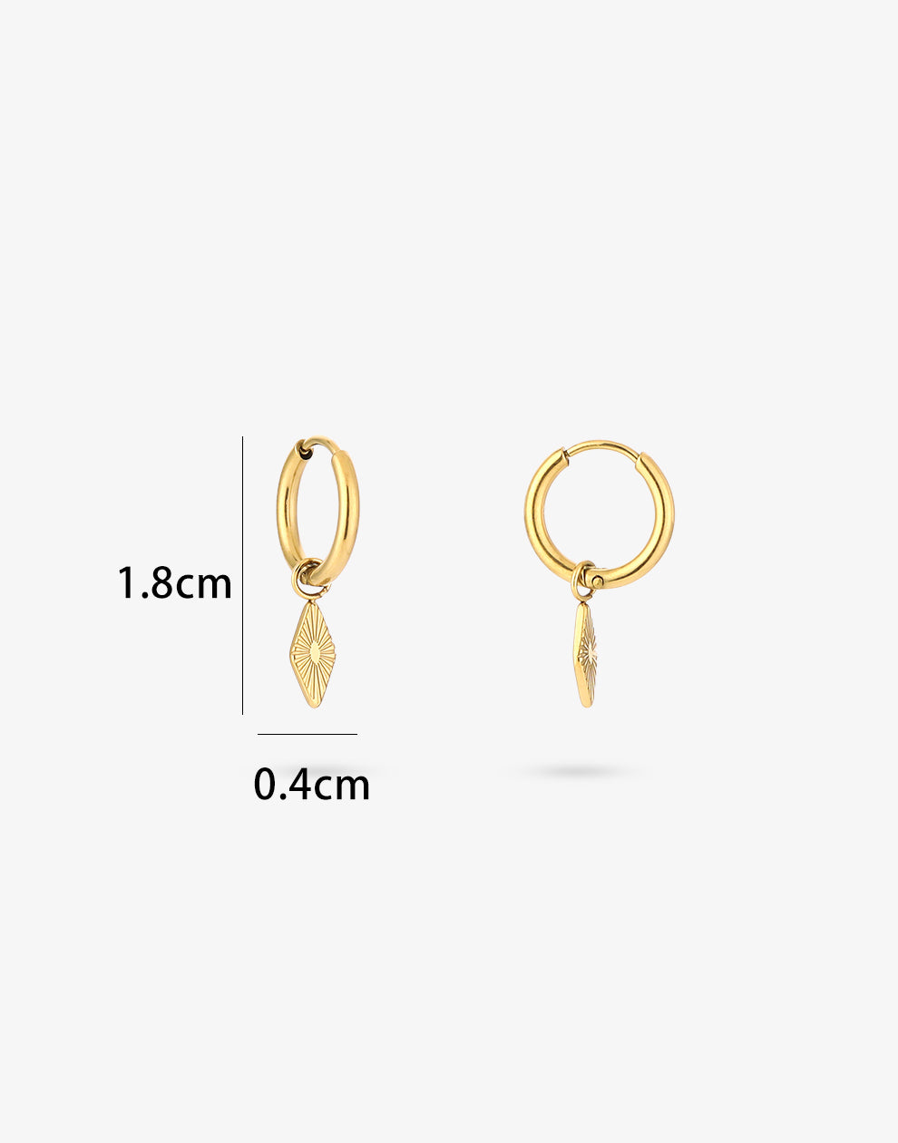 Creolen met bedrukte ruit goudkleurig