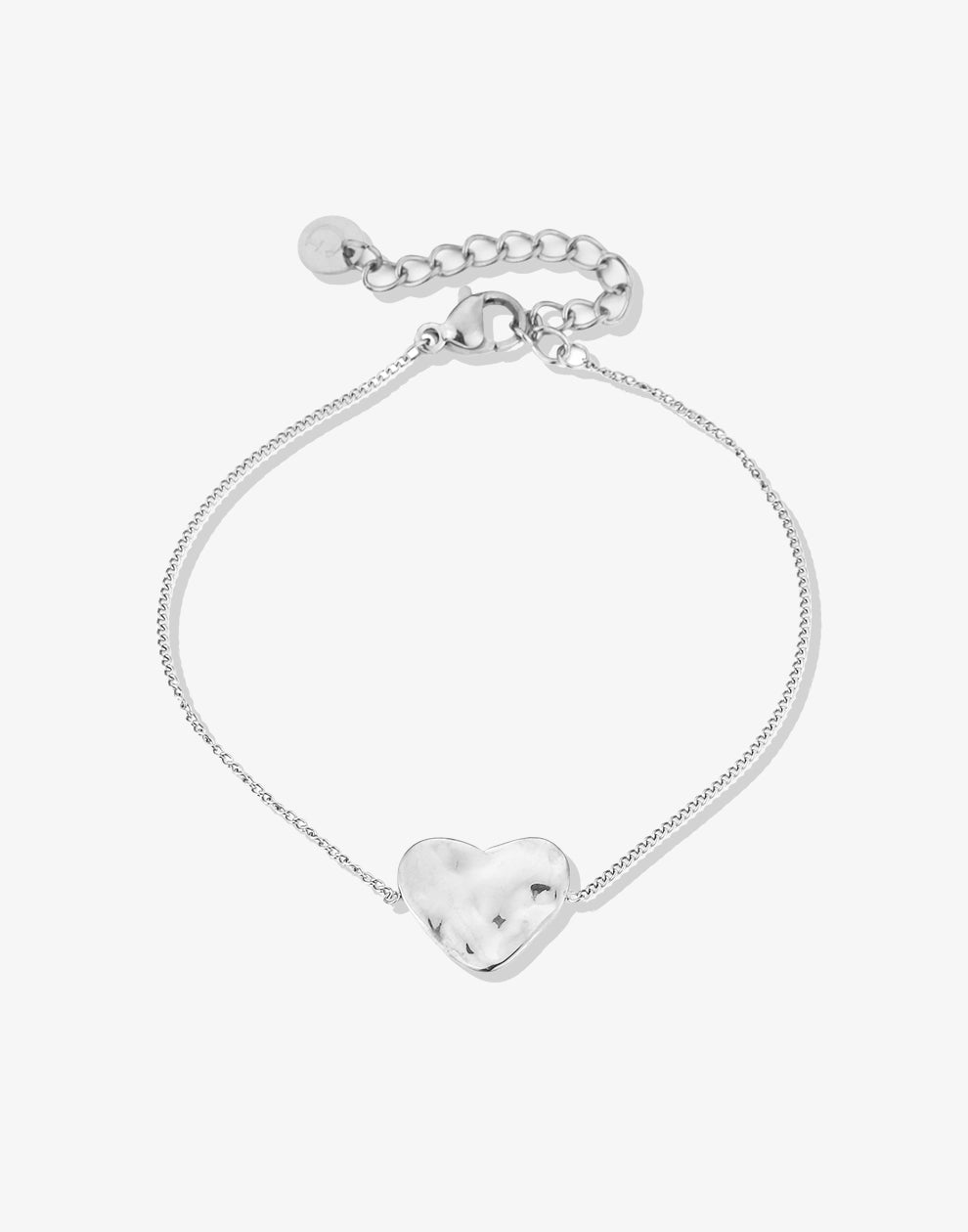 Armband met platgeslagen hart zilverkleurig