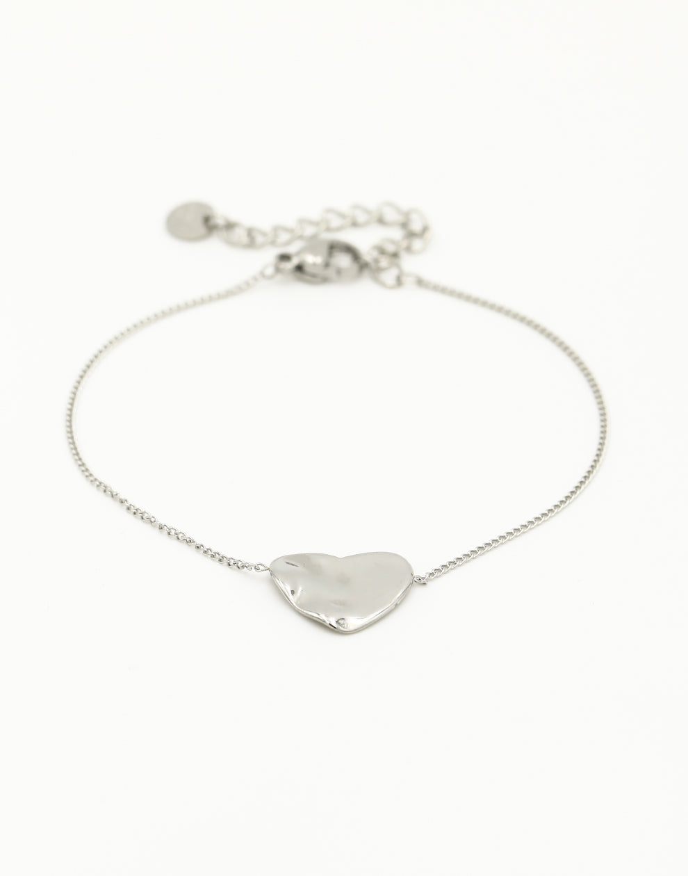 Armband met platgeslagen hart zilverkleurig