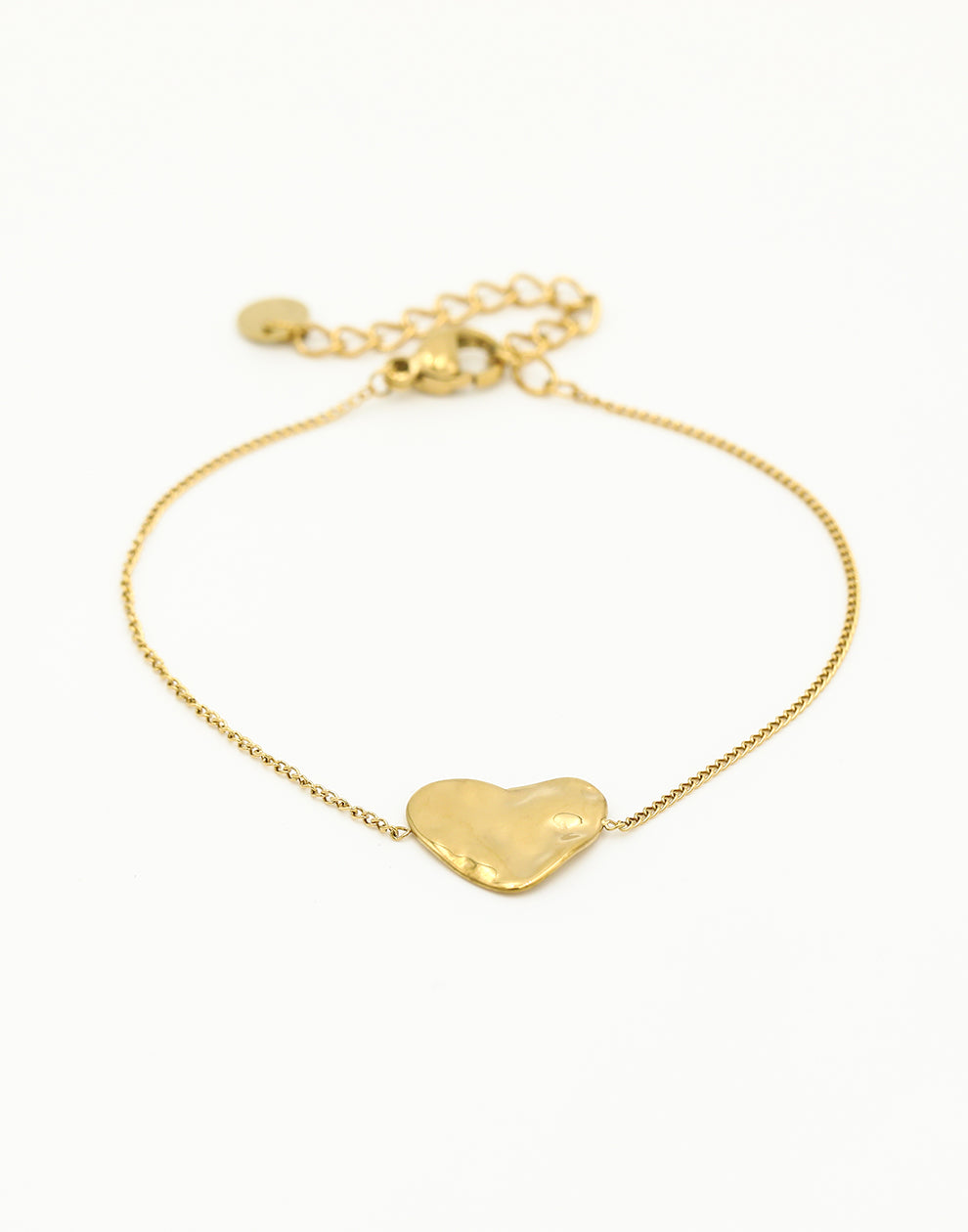 Armband met platgeslagen hart goudkleurig