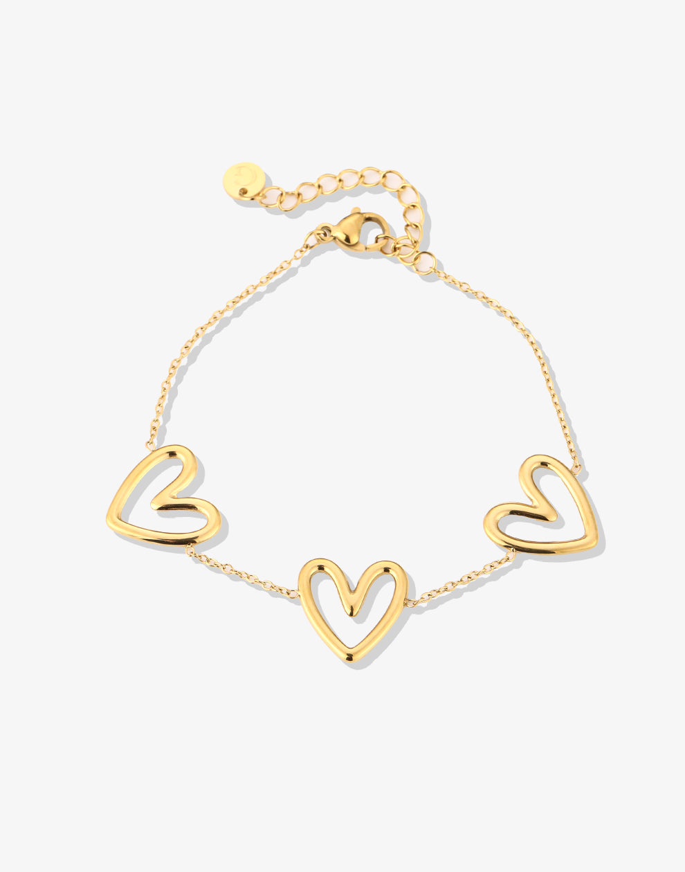 Armband grote hartjes goudkleurig