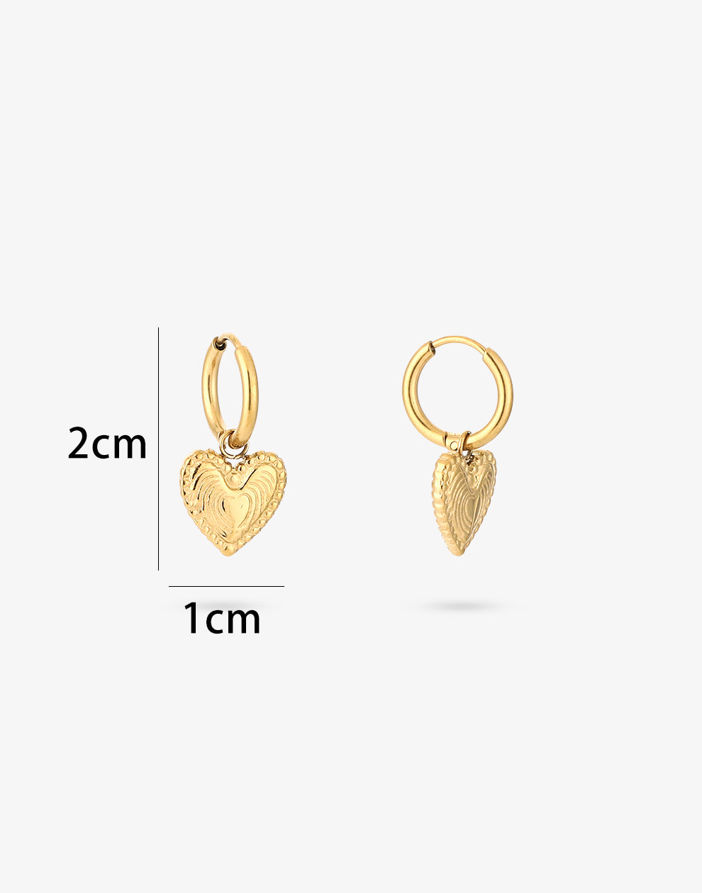 Oorringen met bedrukt hart goudkleurig