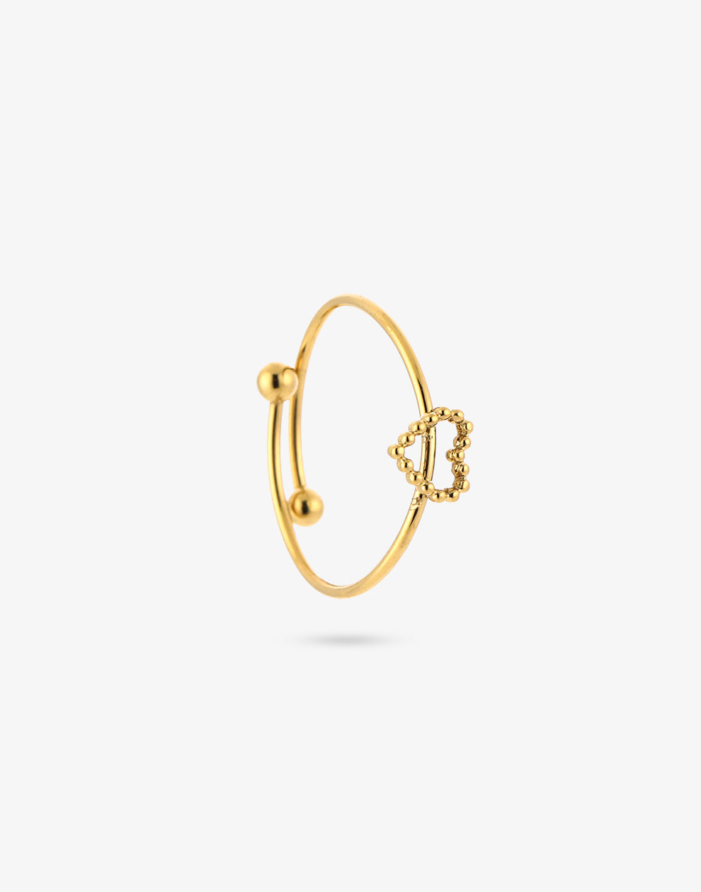 Ring hartje bolletjes goudkleurig