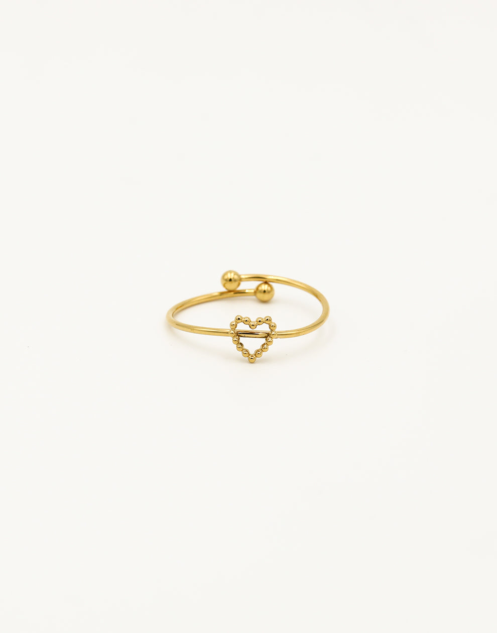 Ring hartje bolletjes goudkleurig