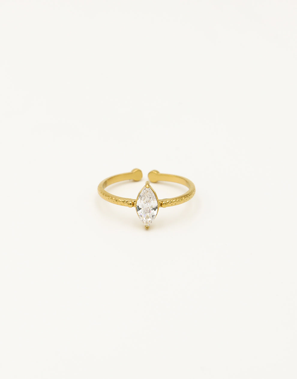 Geribbelde ring met steen ovaal