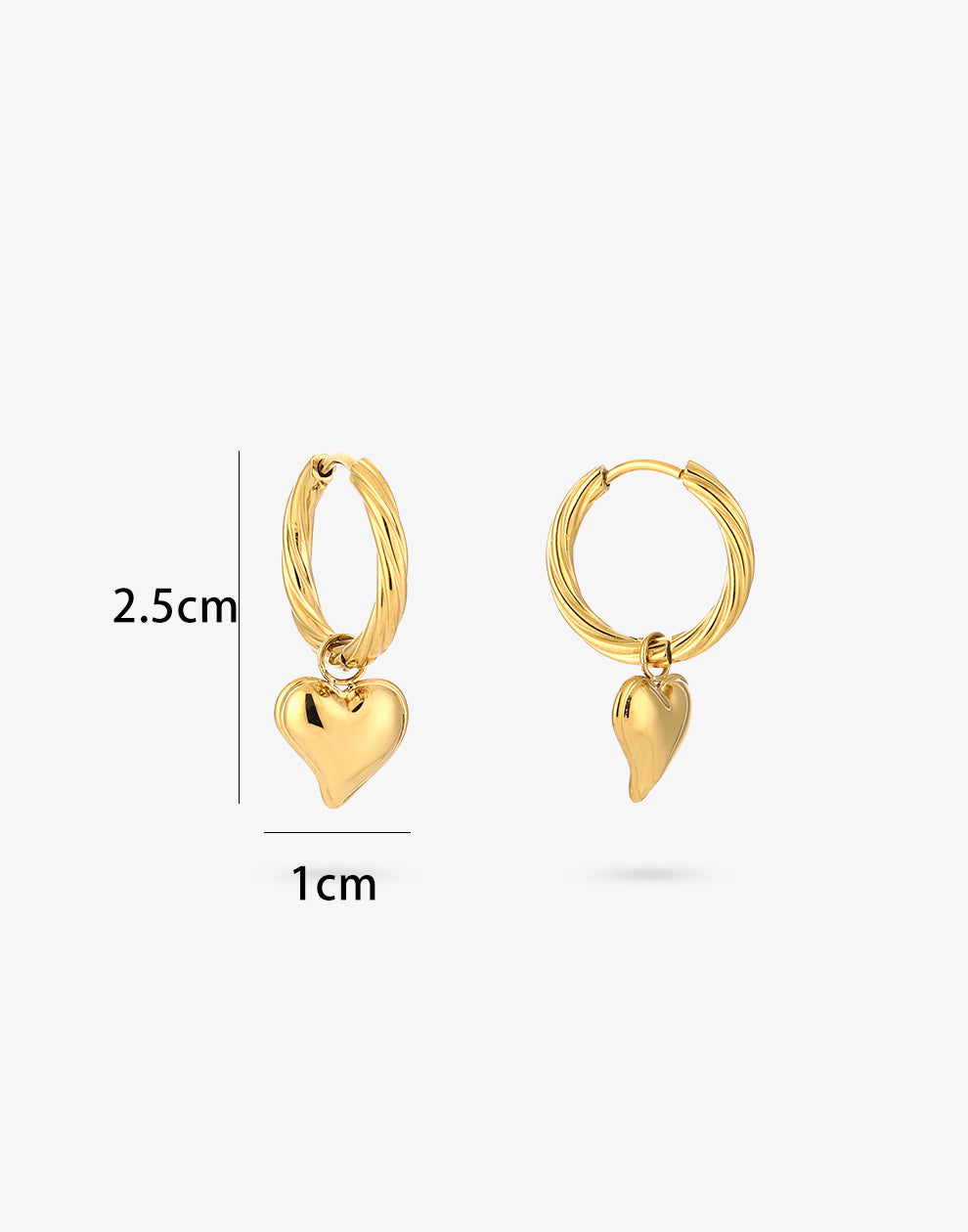 Gedraaide creolen met speels hart goudkleurig