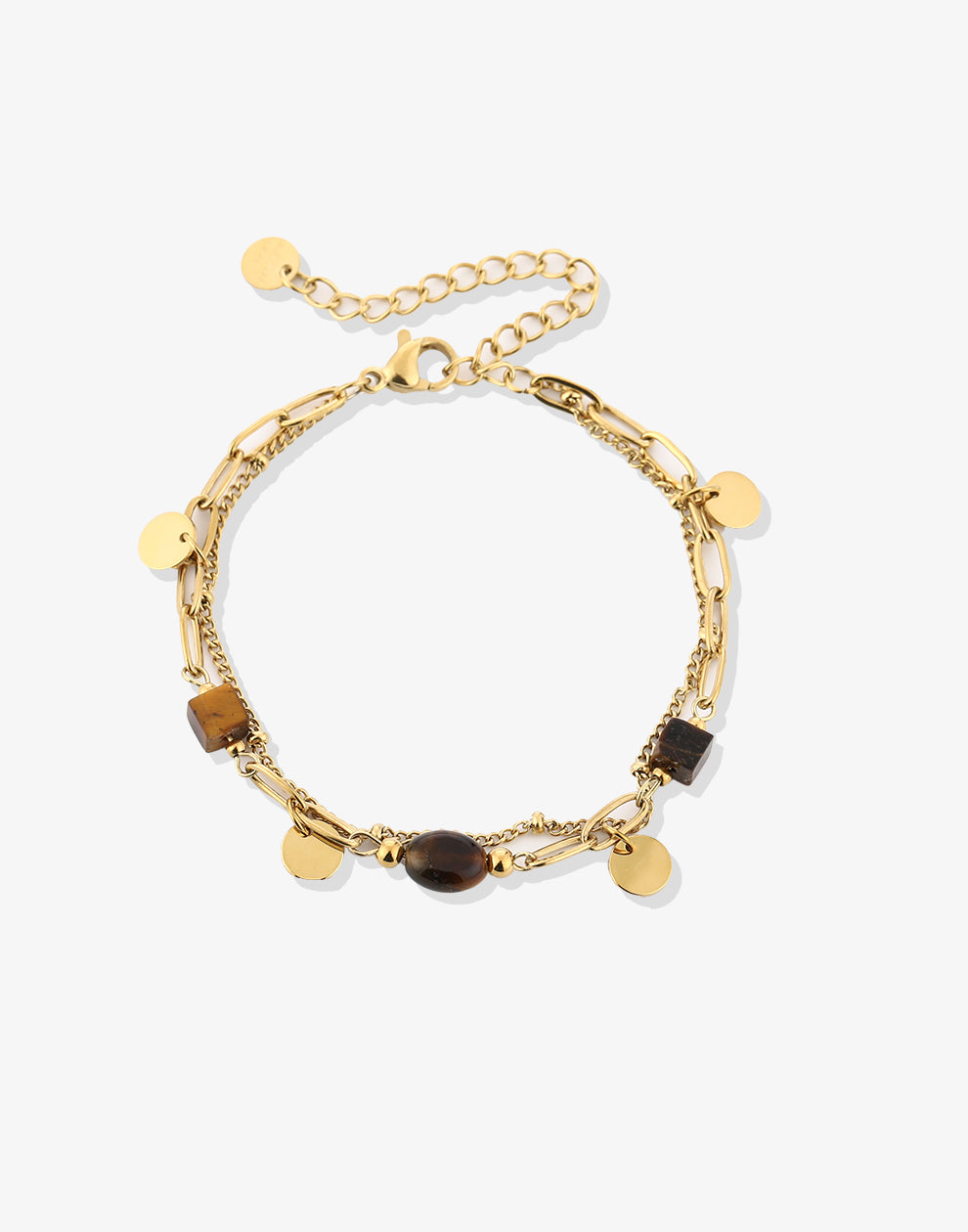 Dubbele armband met bruine kralen