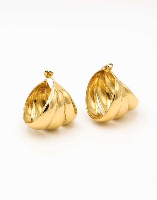 Thick hoops ovaal triple goudkleurig