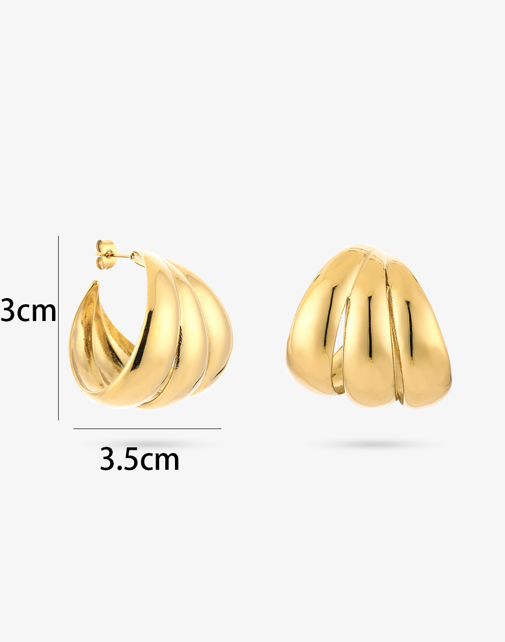 Thick hoops ovaal triple goudkleurig