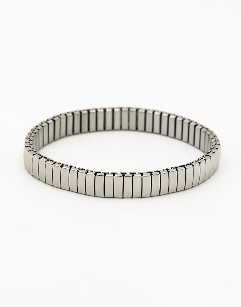 Stretch armband staafjes smal zilverkleurig